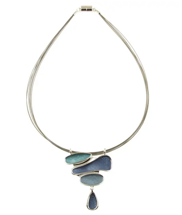 Shiny Silver and Turquoise Necklace