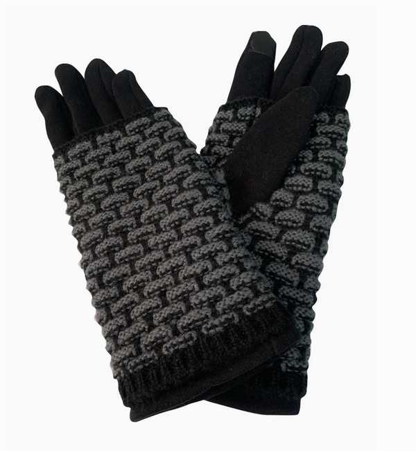 Black Knitted Touch Screen Gloves
