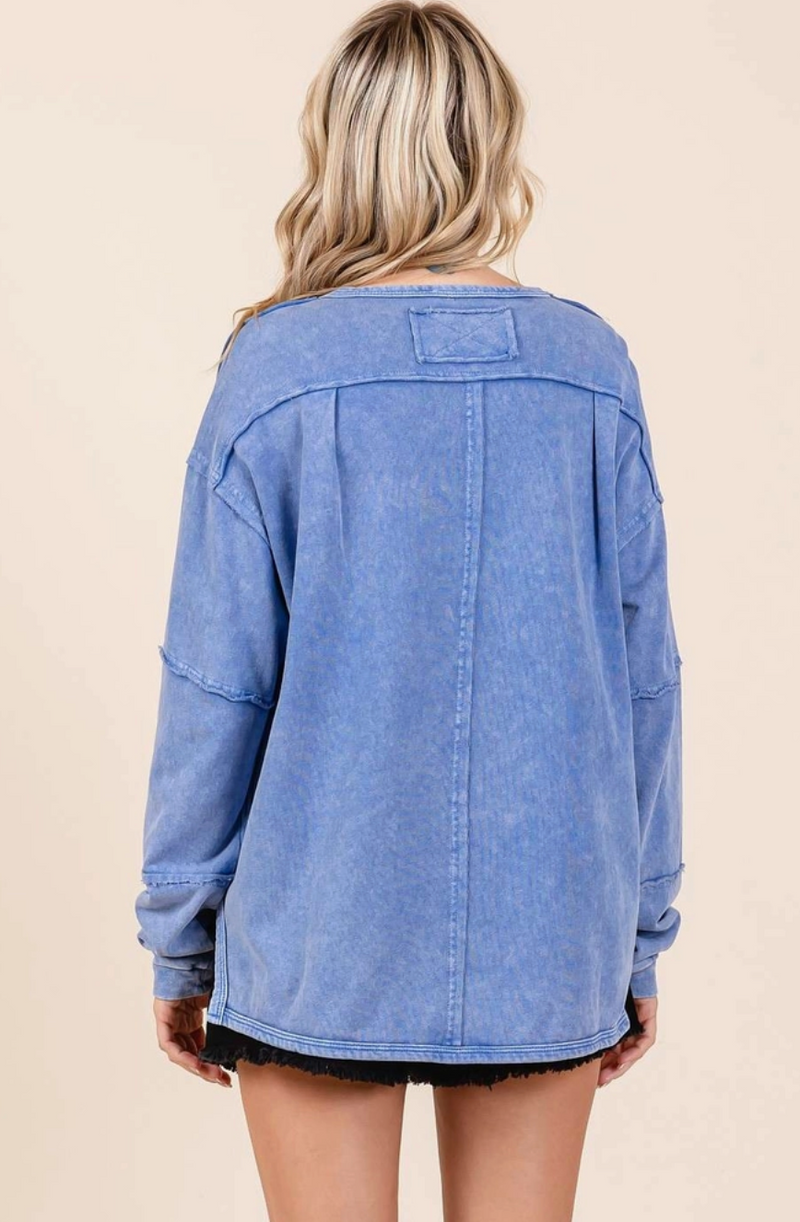 Star French Blue Long Sleeve Top