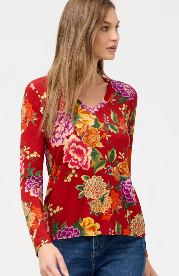 Ryuu Flower V-Neck Top