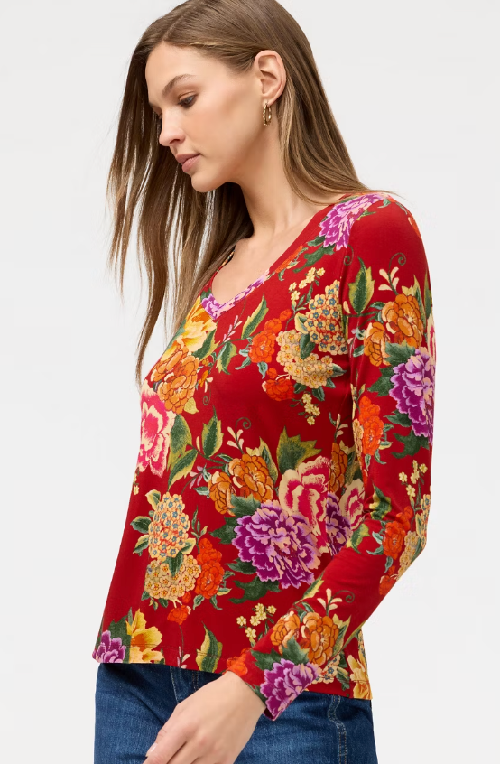 Ryuu Flower V-Neck Top