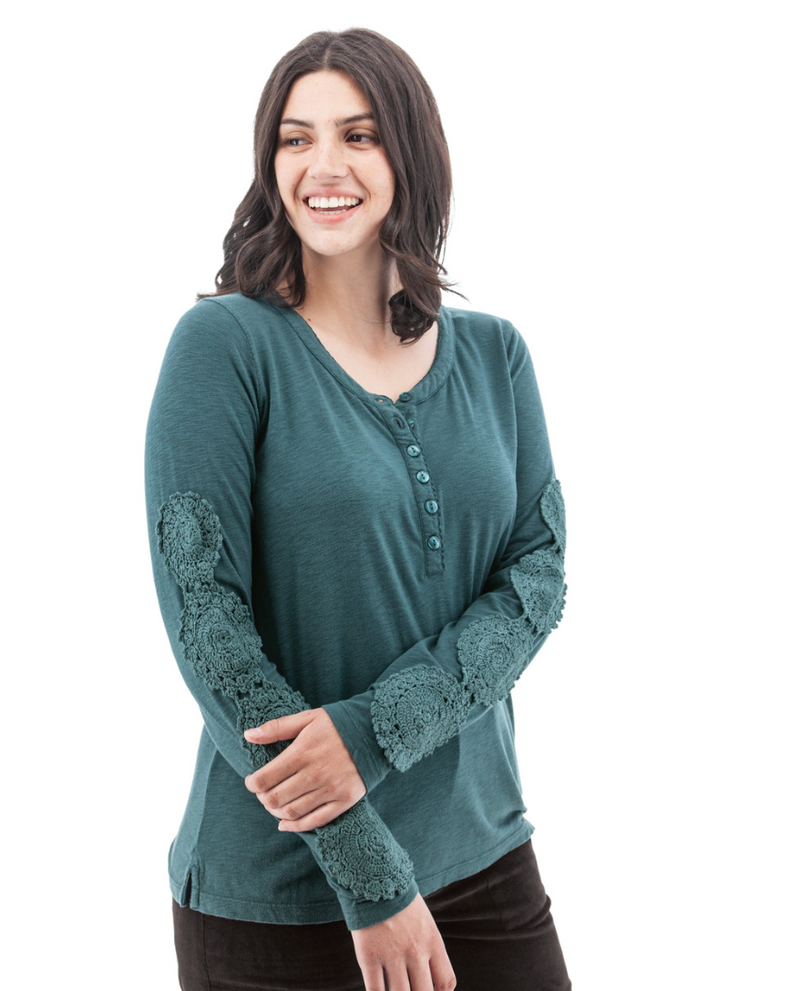 Crystal Crochet Henley Top