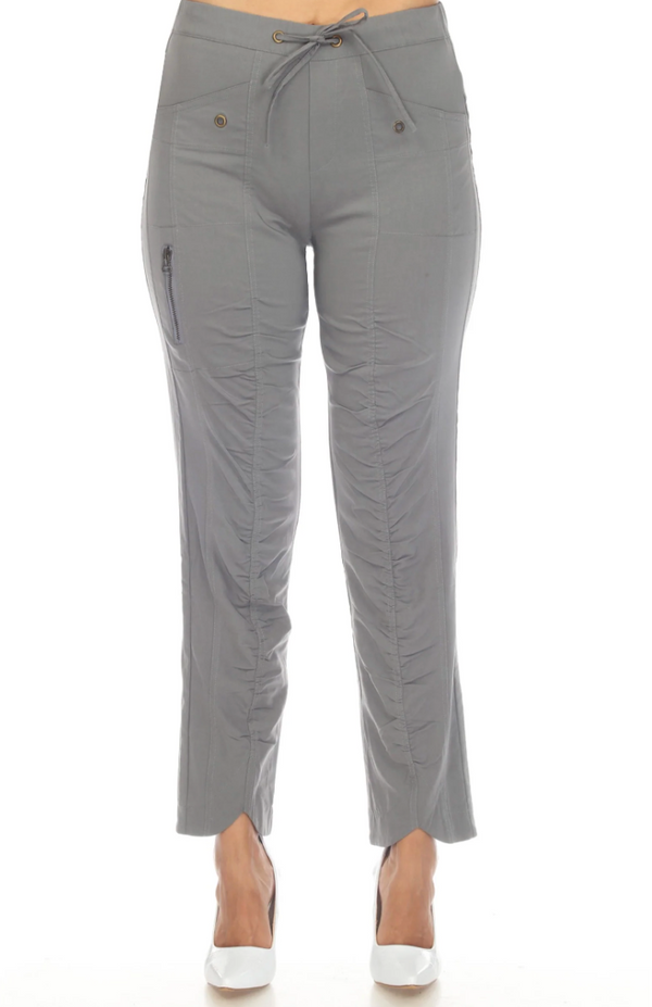 Grey Ruched Scallop Pant