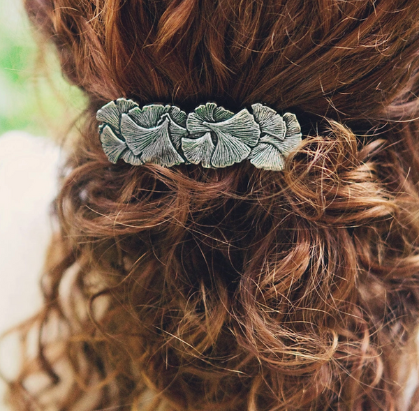 Silver Ginkgo Hair Clip