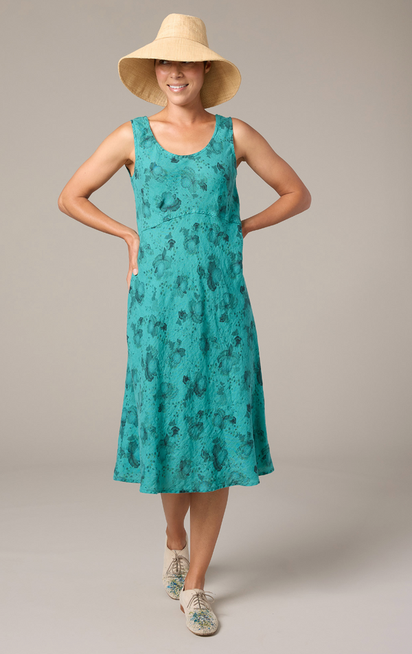 Riviera Floral Linen Tank Dress