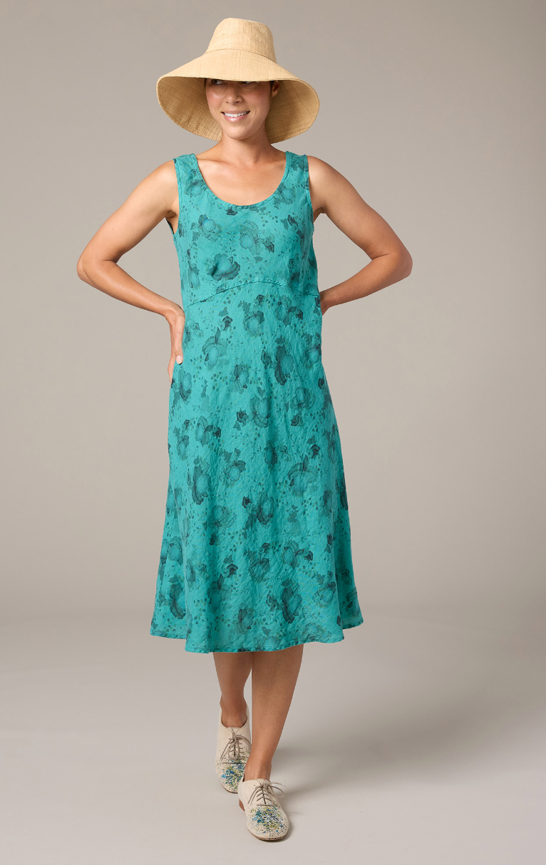 Riviera Floral Linen Tank Dress