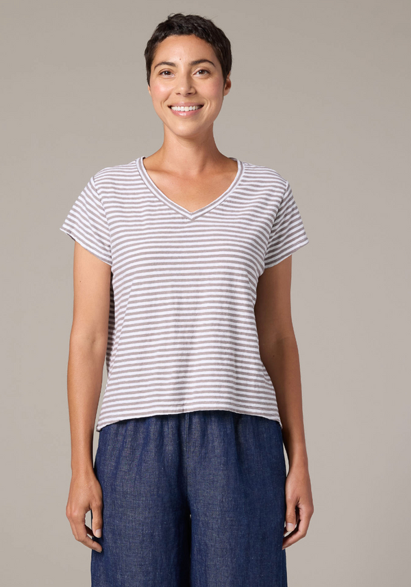 Striped V-Neck Cotton Top