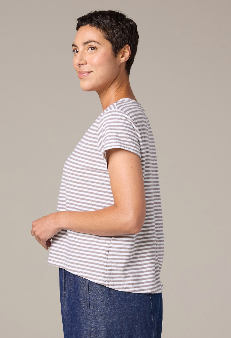 Striped V-Neck Cotton Top