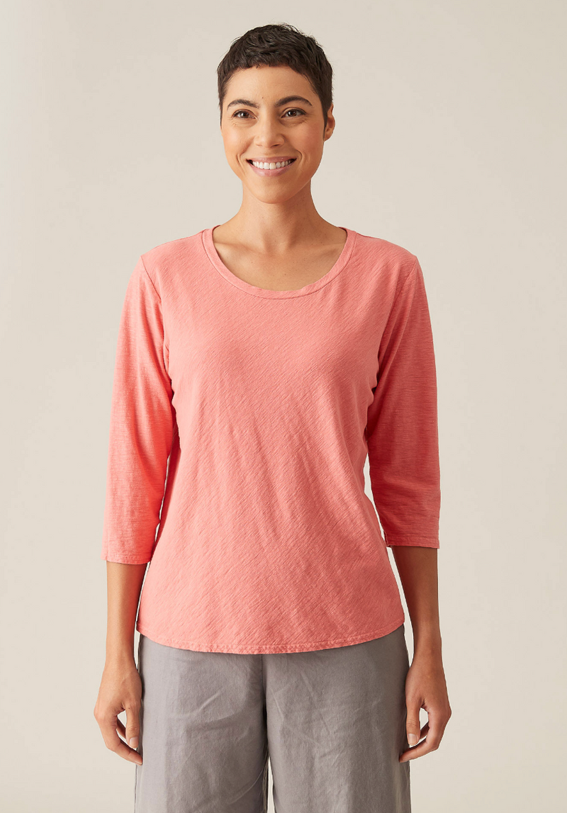 Coral Reef 3/4 Crew Bias Top