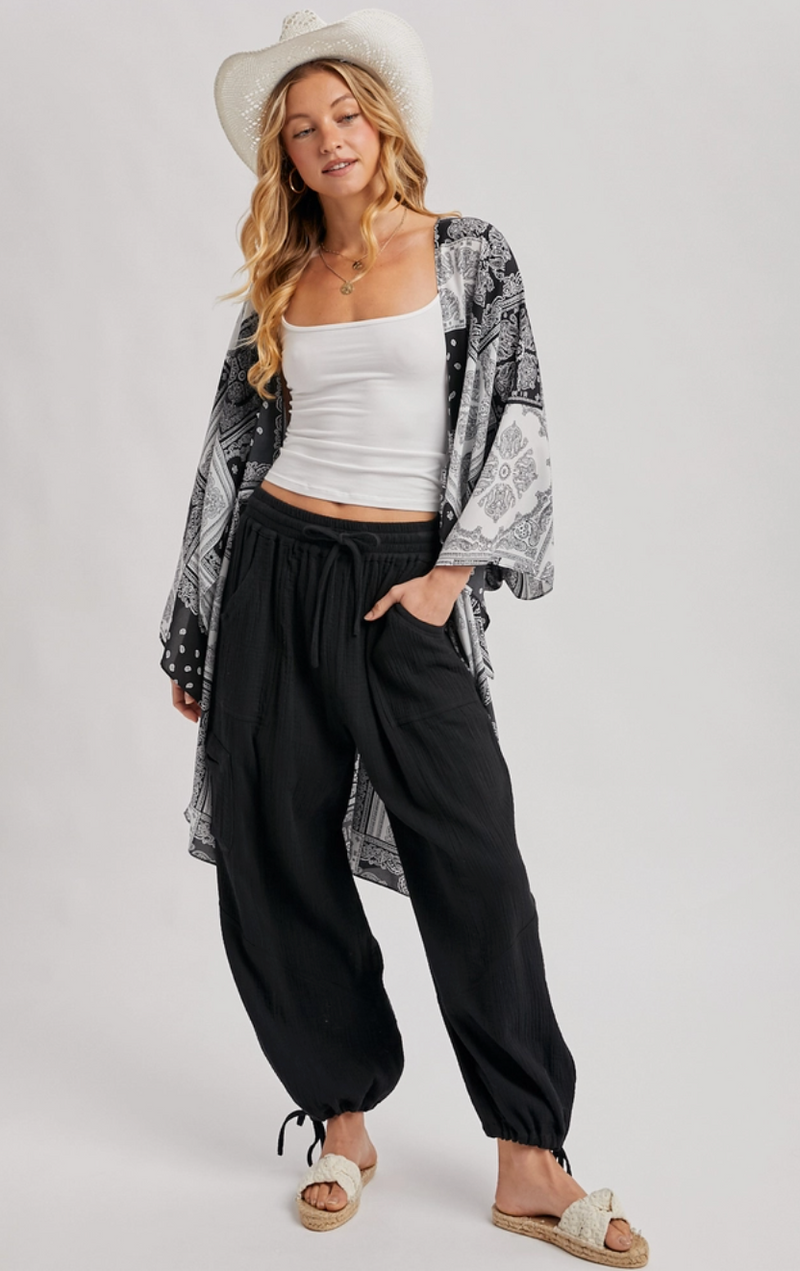 Black Gauze Harem Drawstring Pant – Gondwana & Divine Clothing Co.