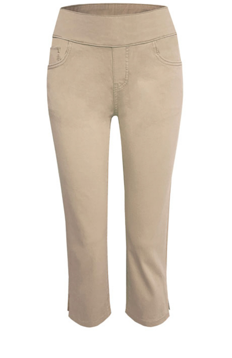 brown fitted dress shirt Tan Pull on Capri Pant
