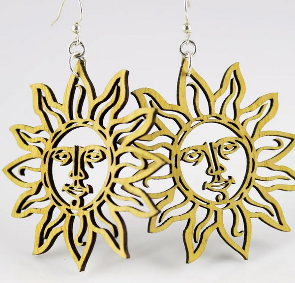 Sun Earrings Wood Earring