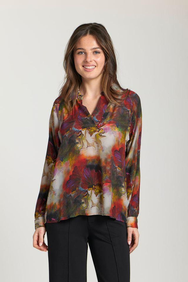 Red Multi Cupro Top