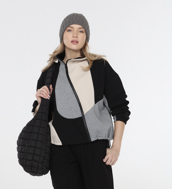 Colorblock Asymmetrical Zip Jacket