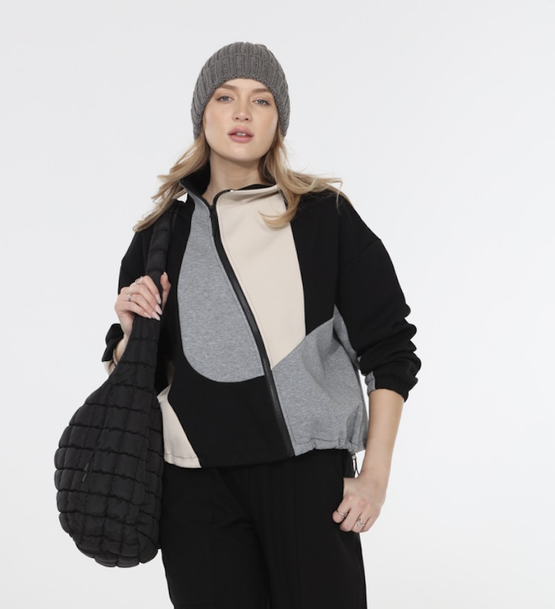 Colorblock Asymmetrical Zip Jacket