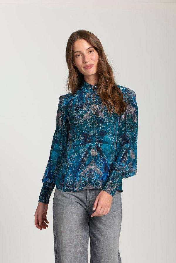 Turquoise Puff Sleeve Top