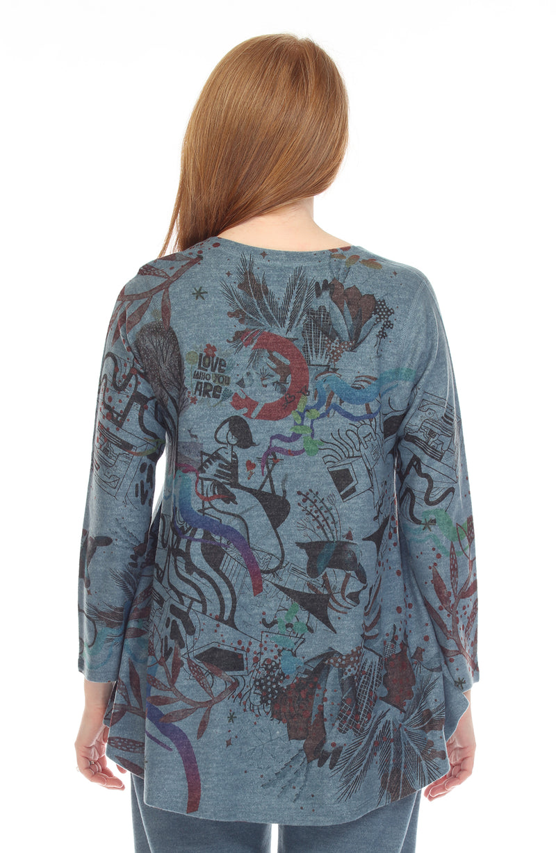 Teal Fleece Art Top