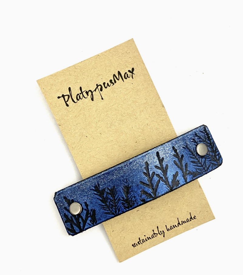 Tiny Trees Leather Barrette