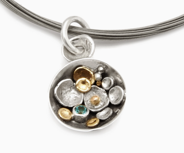 Silver and Bronze Pebbles On the Beach Necklace