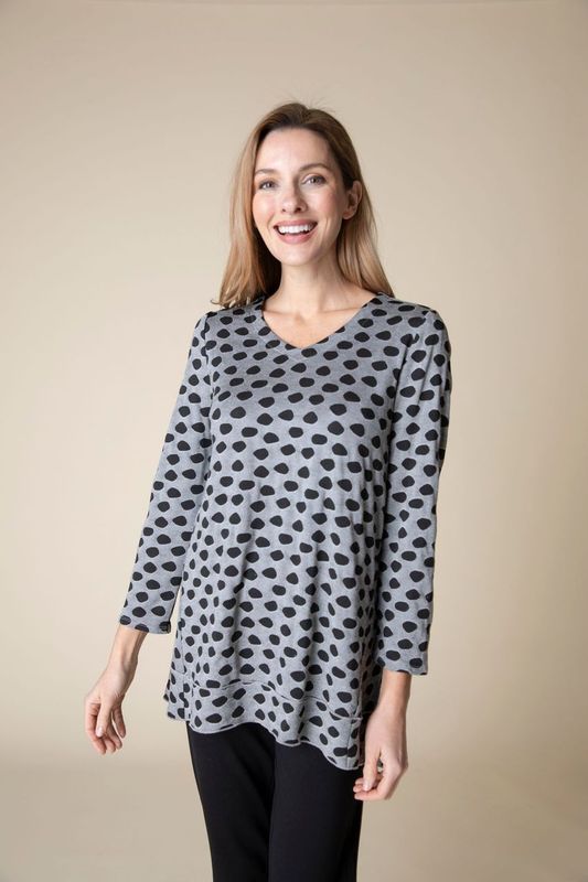 Polk Dot Pleat Back Tunic Top