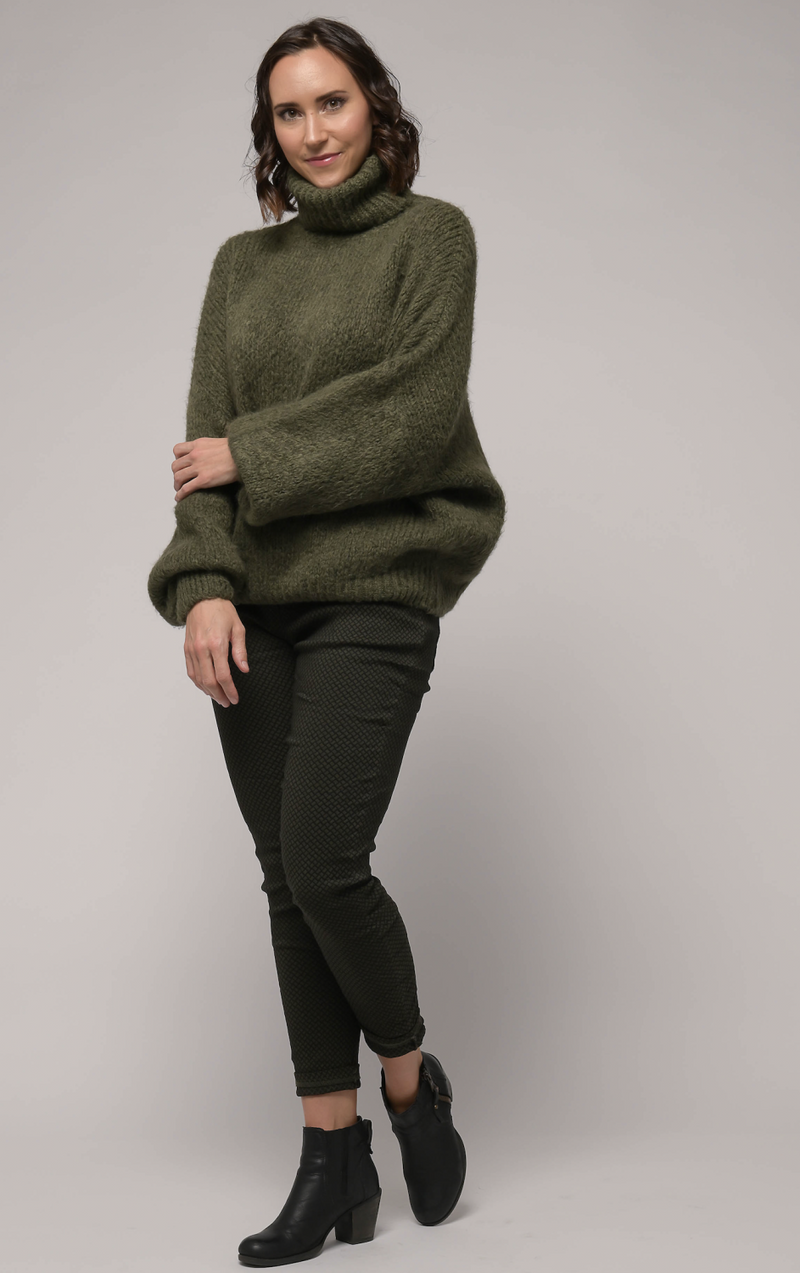 Olive Soft Turtleneck Sweater