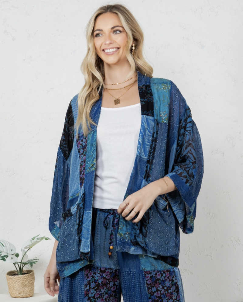 Kimono Indigo Patch Jacket