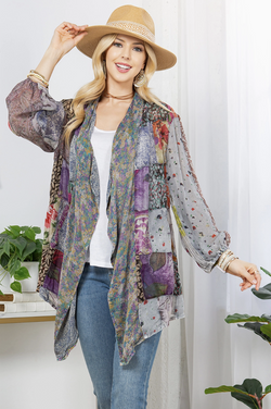 Western Kimono Grey Patch Jacket