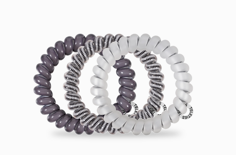 Silver Flames Large Hair Tie Set of 3