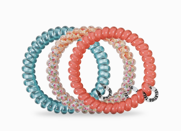 Small Coral Craze Hair Ties Set of 3