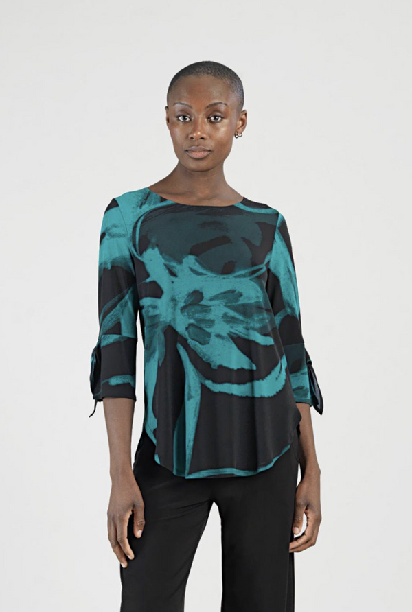 Teal & Black Curved Hem Tunic
