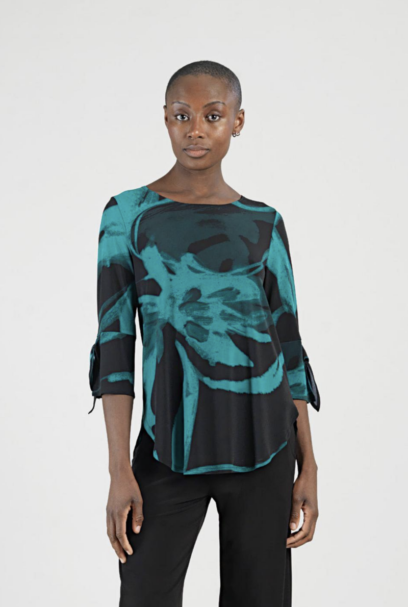 Teal & Black Curved Hem Tunic