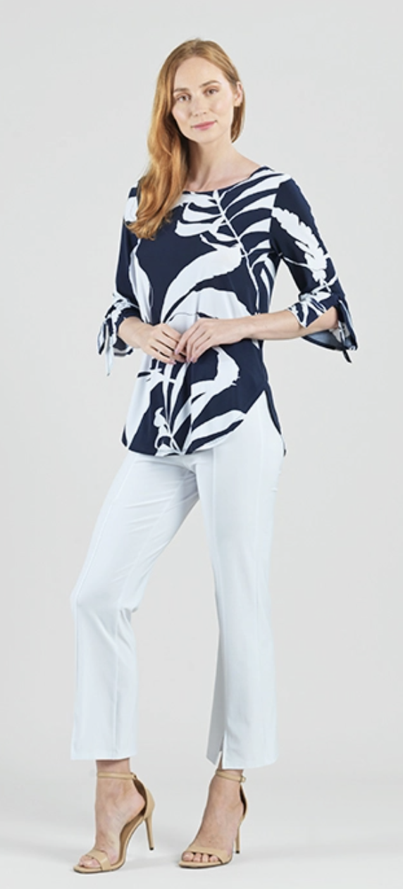 Navy Floral Rusch Sleeve Top