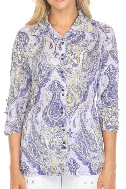 Twilight Paisley Button Top