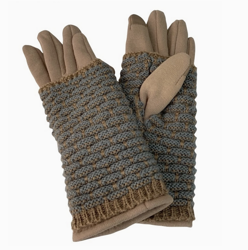 Tan Knitted Touch Screen Gloves