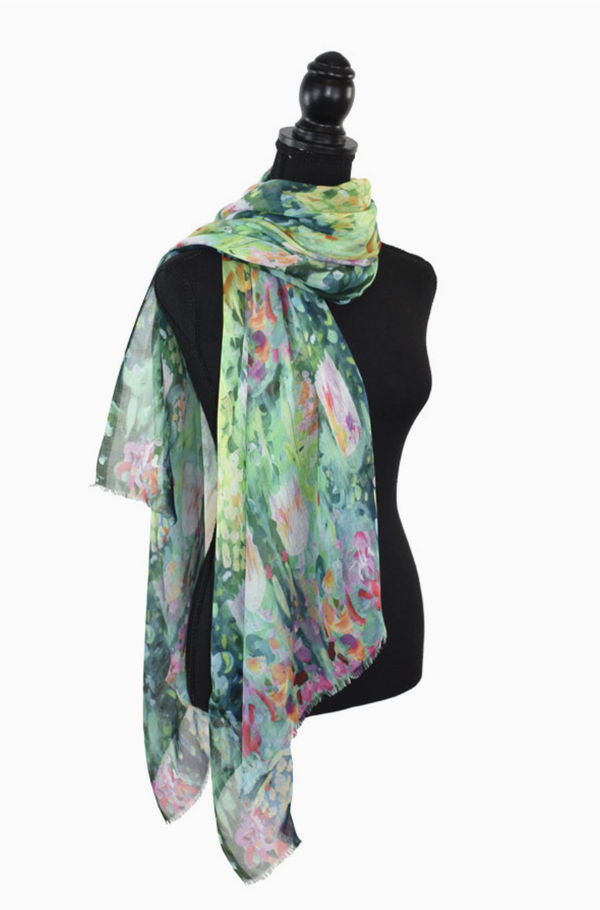 Green Nasryn Painterly Garden Scarf
