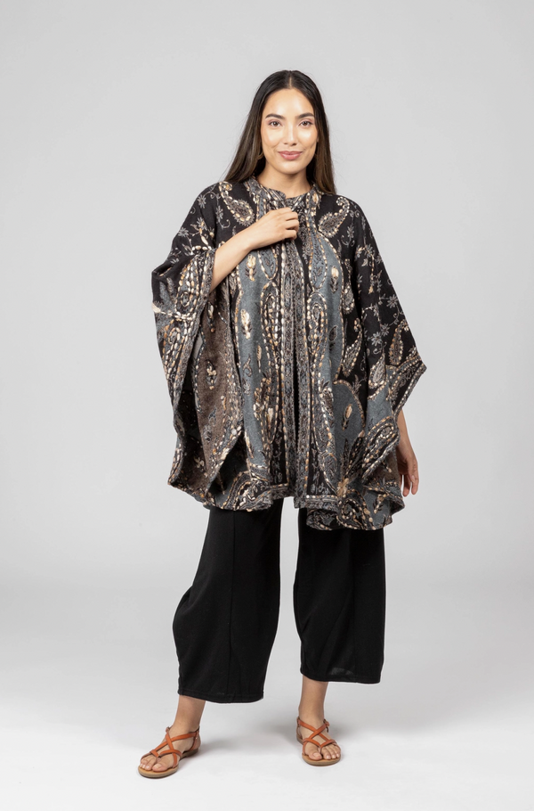 Black Embroidered Cape