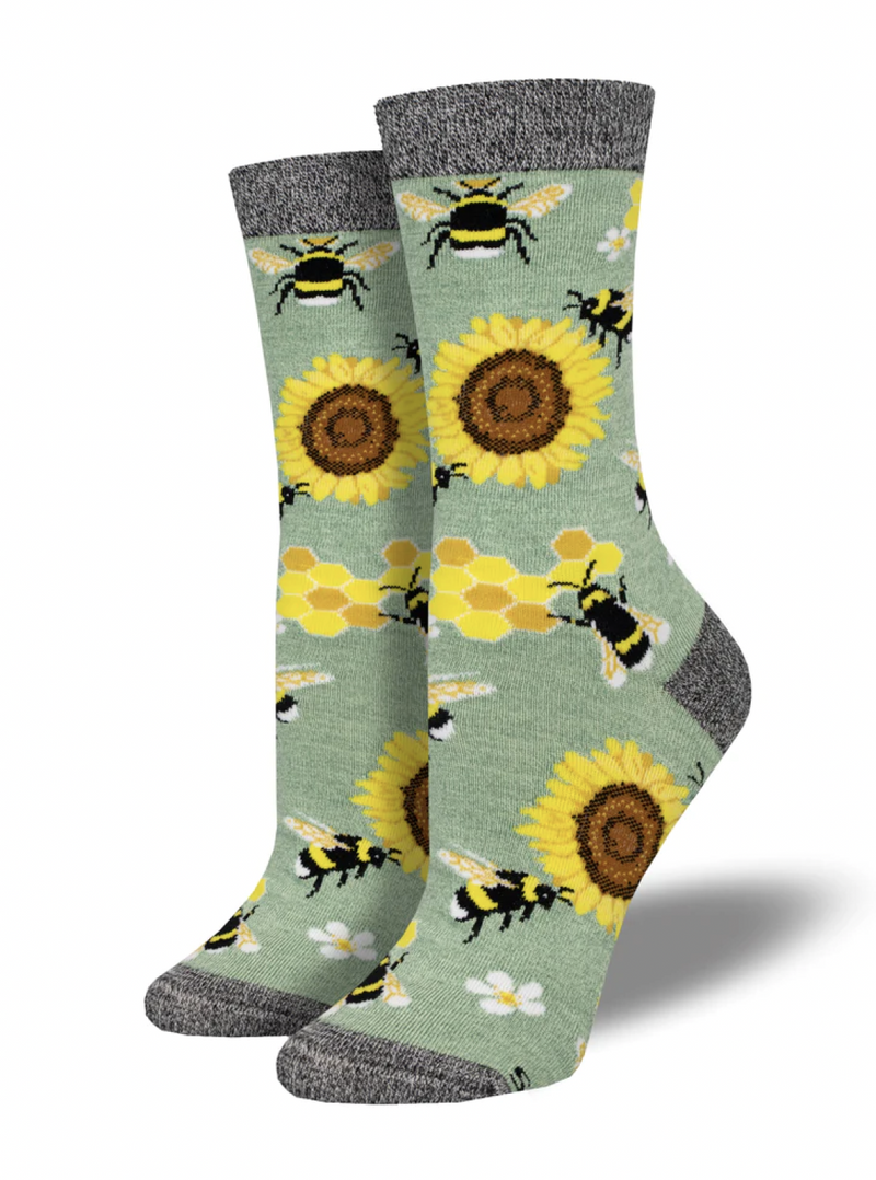 Sage Bees Bamboo Socks