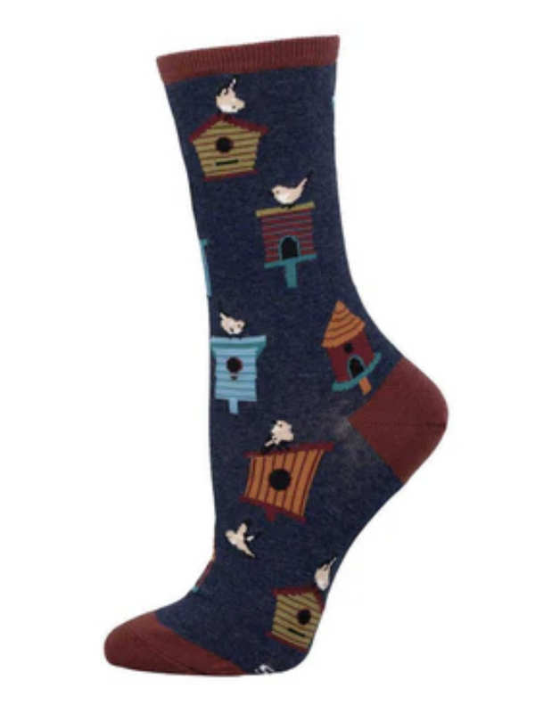 Navy Birdhouse Crew Socks