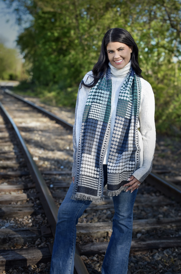 Blue Peterson Colorblock Dot Scarf