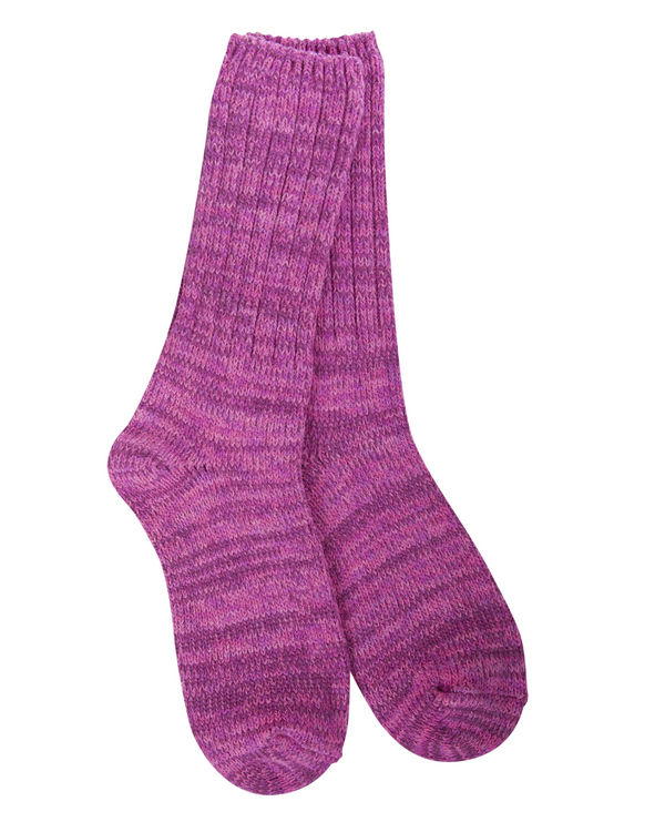 Hot Pink Tweed Rib Crew Sock