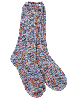 Indigo Tweed Rib Crew Sock