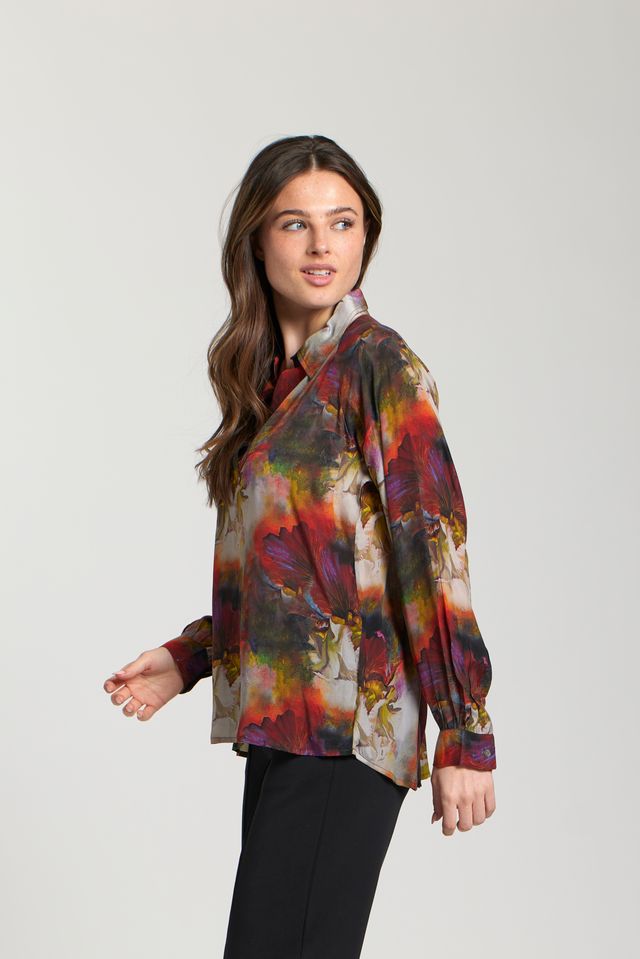 Red Multi Cupro Top