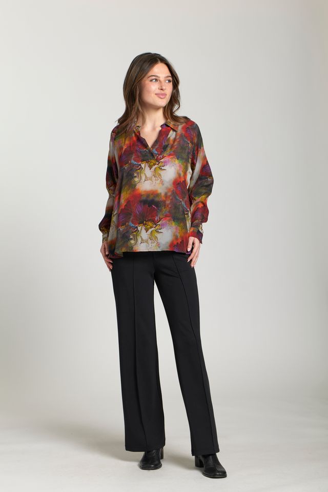 Red Multi Cupro Top