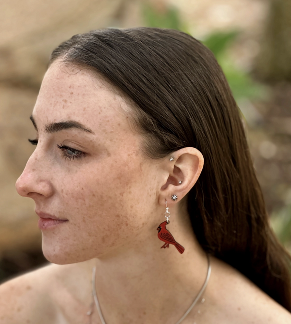 Wooden Cardinal Earrings