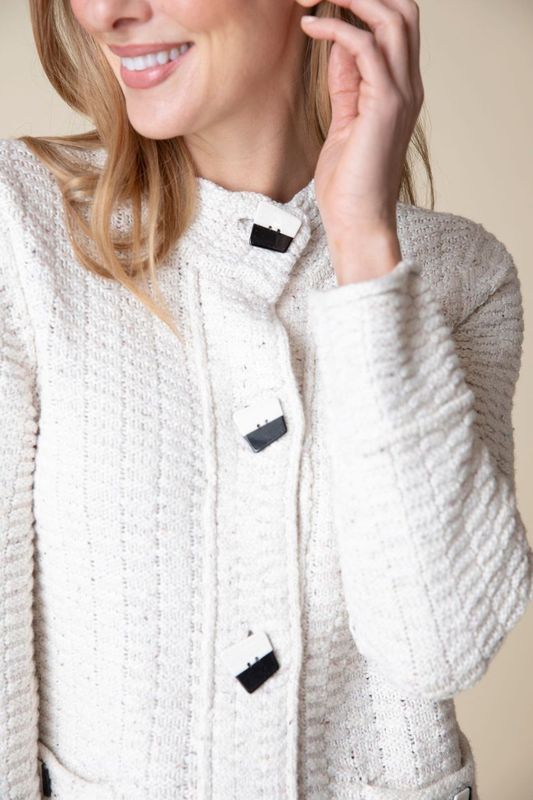 Ivory Brick Stitch Button Cardi