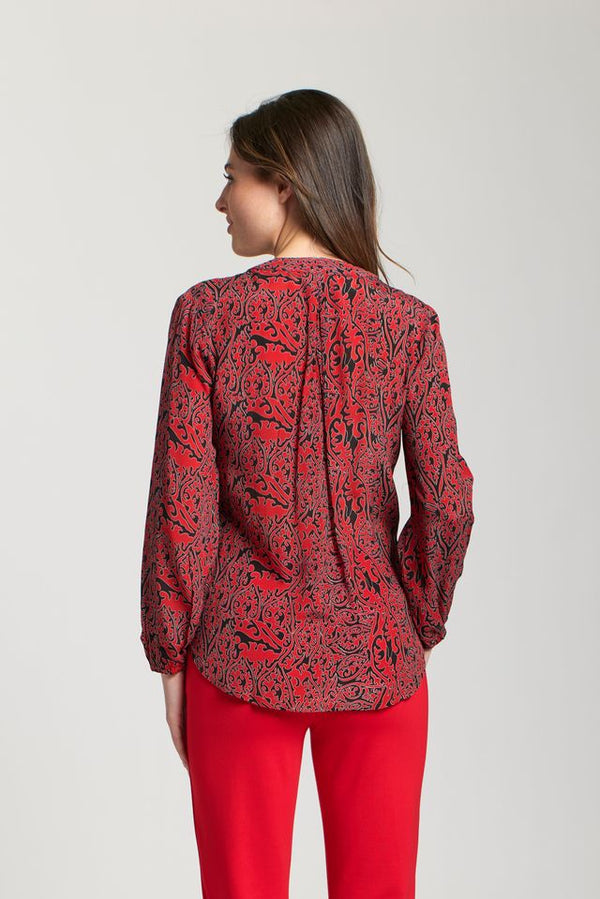 Red & Black Cupro Pullover Top