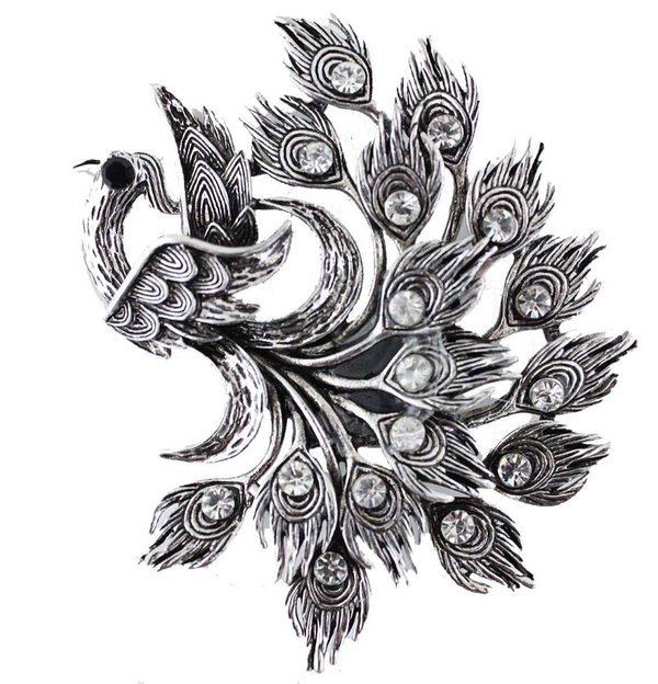 Silver Peacock  Magentic Pin