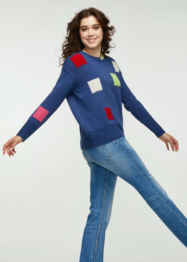 Indigo Squares Sweater