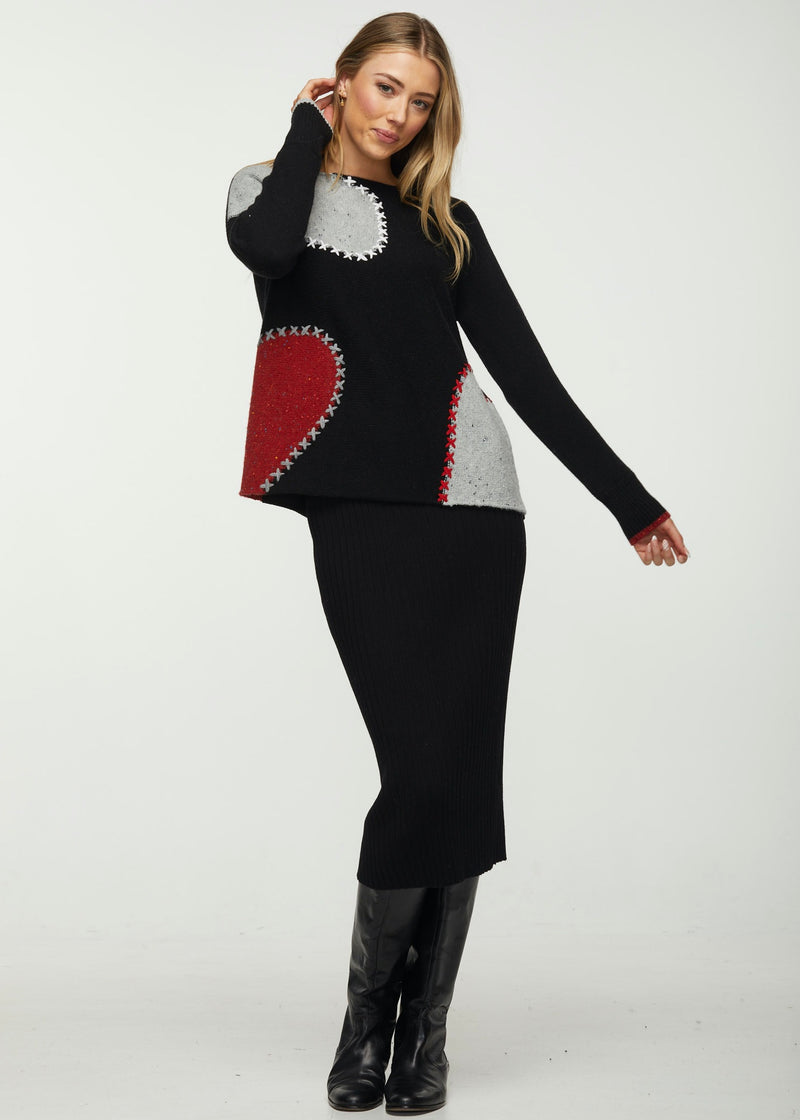 Black Stitched Spots Sweater