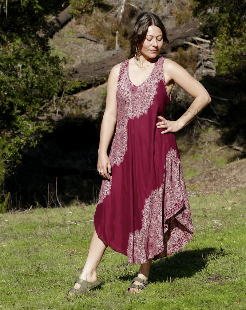 Red Feather Mandala Dress